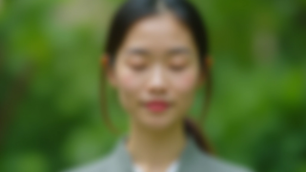 近距離拍攝花園中人物閉眼冥想的臉部，展示寧靜和專注的表情